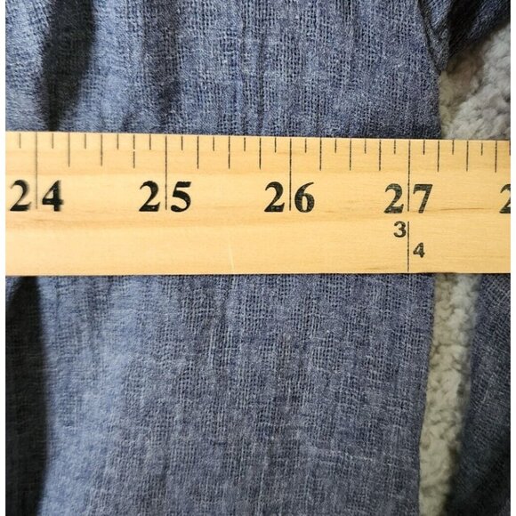 Hazel Women's Long Balloon Sleeve Tie V Neck Oversized Top Embroidered Blue Sz M - Picture 10 of 15